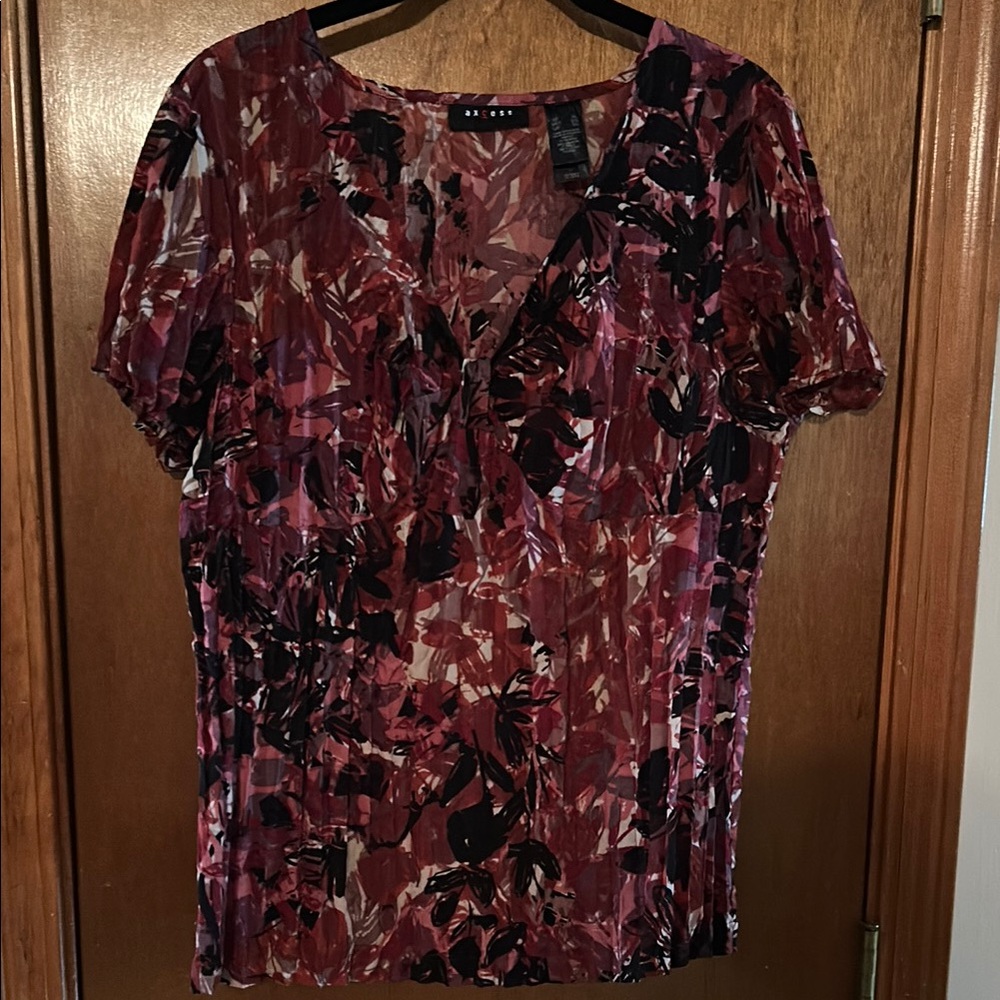 Axcess Red and Black Fitted Blouse